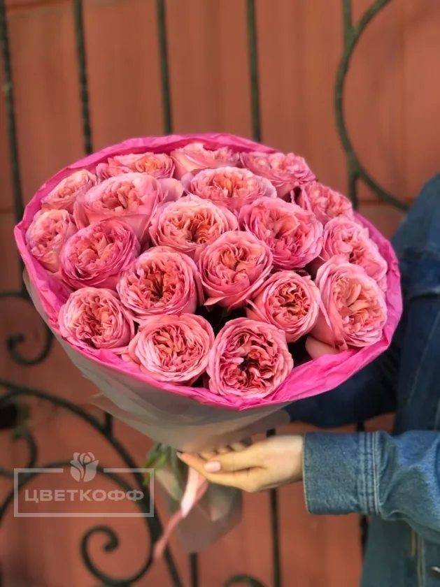 Букет из 19 пионовидных роз «Пинк-экспрешн»
