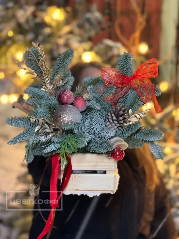 Новогодняя композиция в ящике№2