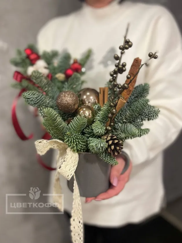 Новогодняя композиция в чашке №4