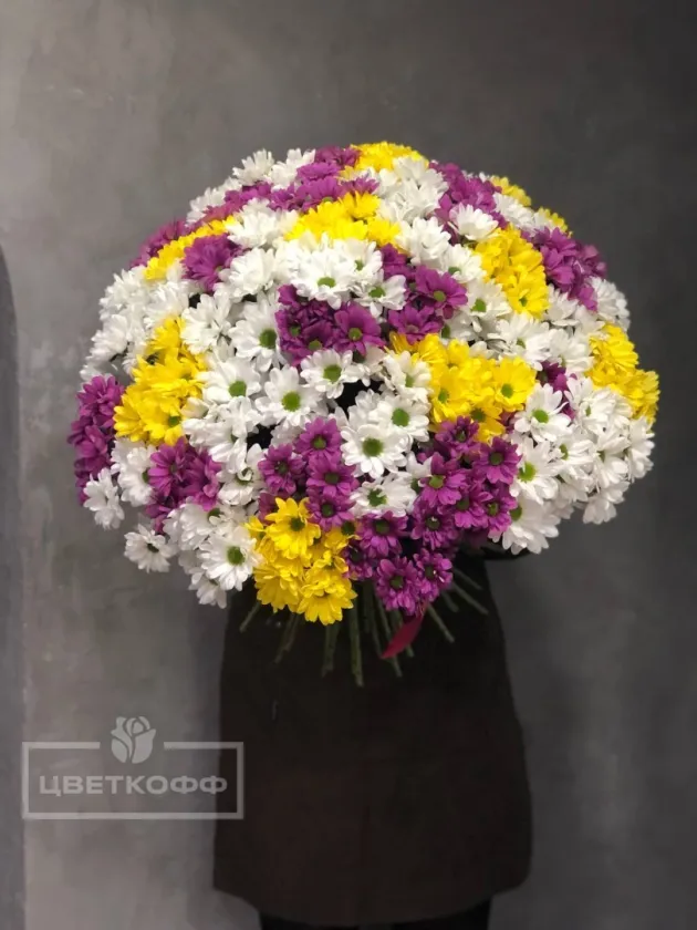 Букет из 51 хризантемы микс