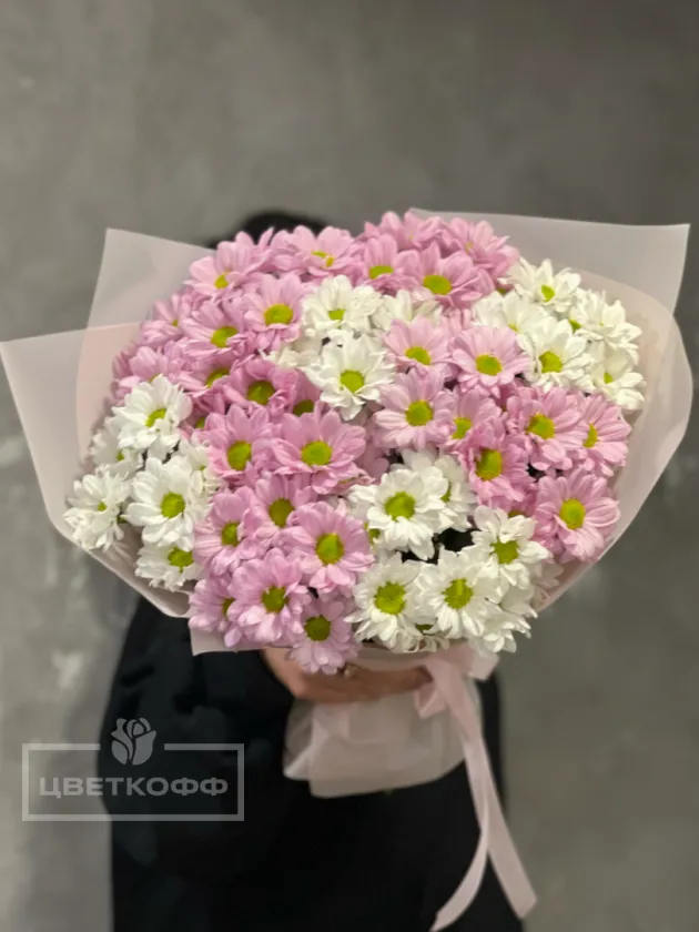Монобукет из 15 кустовых хризантем