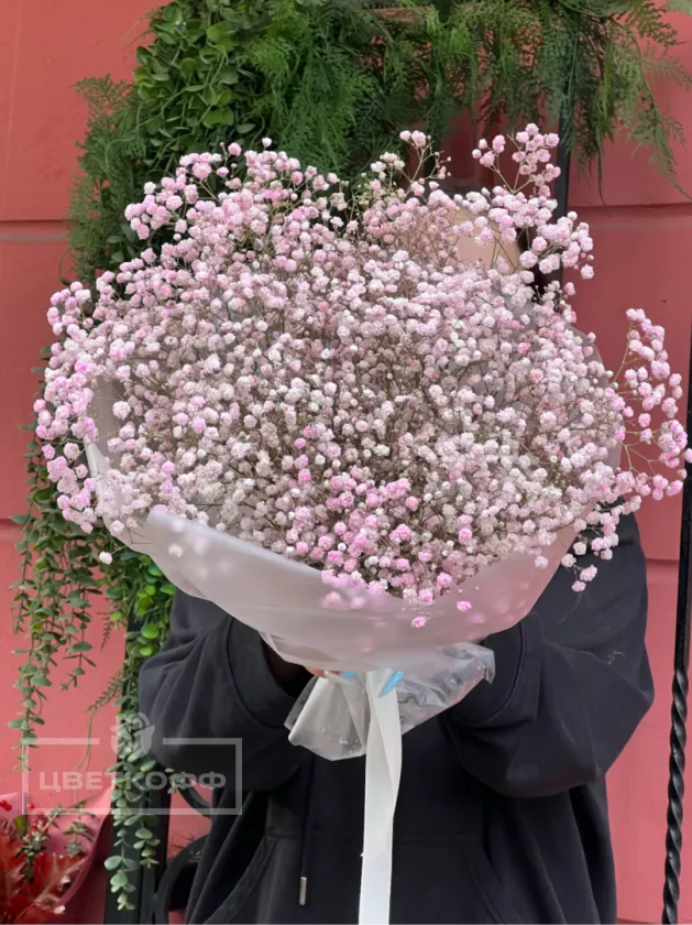 Монобукет из розовой гипсофилы