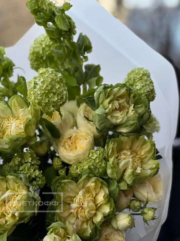 Сборный букет с пионовидной розой «Вегги»