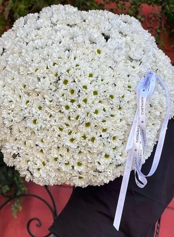 Моно букет из 101 хризантемы от интернет-магазина цветов в 