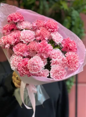 Букет из 25 розовых диантусов от интернет-магазина цветов в 