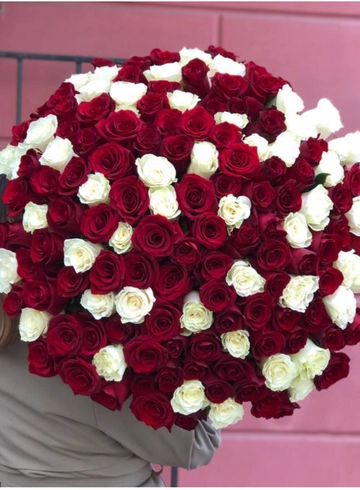 Букет из 151 красно-белой розы от интернет-магазина цветов в 