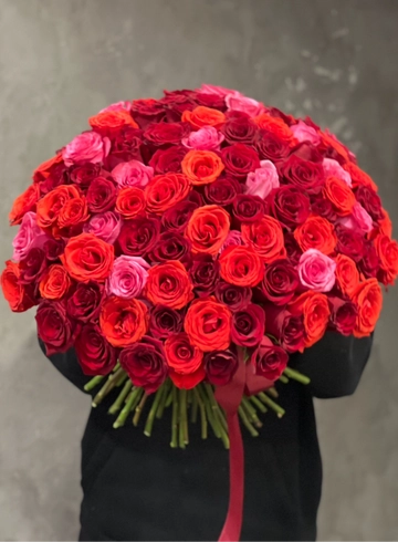 101 роза микс (красно-розовая) от интернет-магазина цветов в 